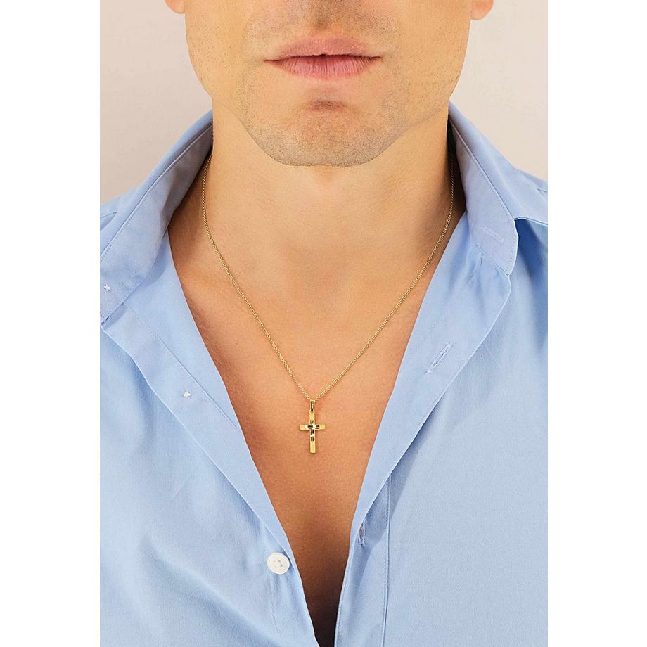 MUAU Schmuck  Anhänger Kreuz Gelbgold 750, 25x12mm 