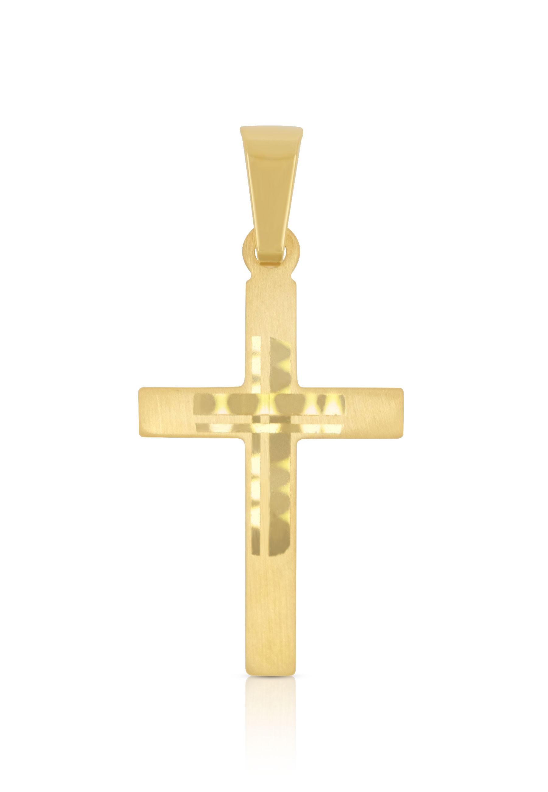 MUAU Schmuck  Pendentif croix or jaune 750, 25x12mm 