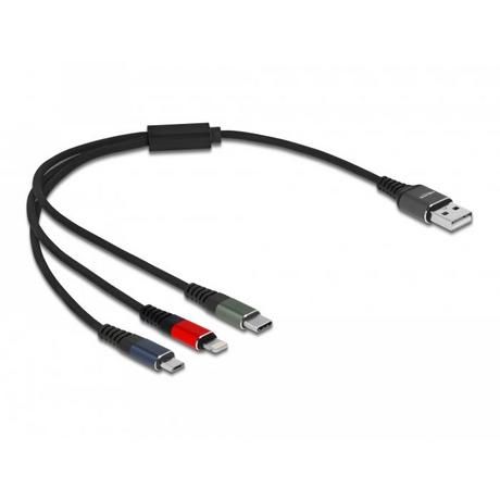 DeLock  87236 USB Kabel 0,3 m USB 2.0 USB A Micro-USB B/Lightning/ 30-pin Schwarz, Blau, Grün, Rot 