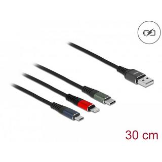 DeLock  87236 USB Kabel 0,3 m USB 2.0 USB A Micro-USB B/Lightning/ 30-pin Schwarz, Blau, Grün, Rot 