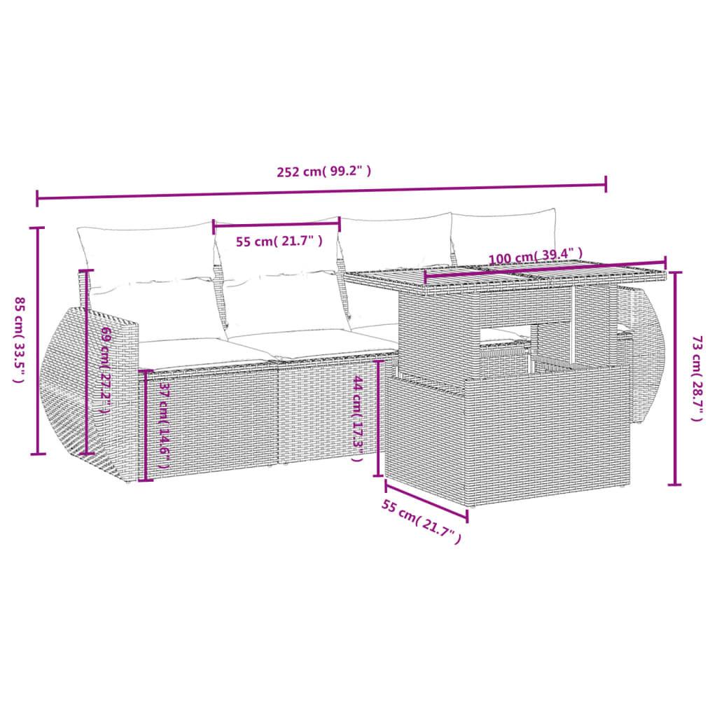 VidaXL set divano da giardino Polirattan  