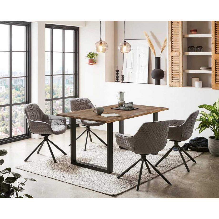 mutoni Table en bois massif Felvano acacia brun 120x80  