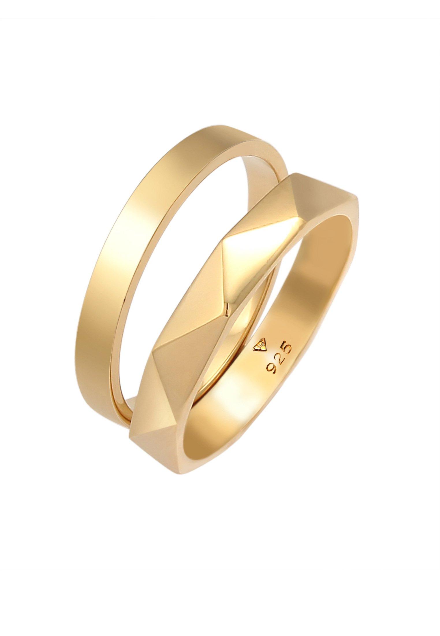 Image of Ring 2er Set Basic Damen Gold 52mm