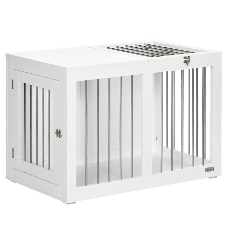 Northio  Cage Pour Chien, Niche Pour Chien, Cage Pour Chiens De Taille Moyenne, Cage Pour Chien Avec Portes, Niche Pour Chien, Cage De Transport, Blanc, 80 X 50 X 56,5 Cm 