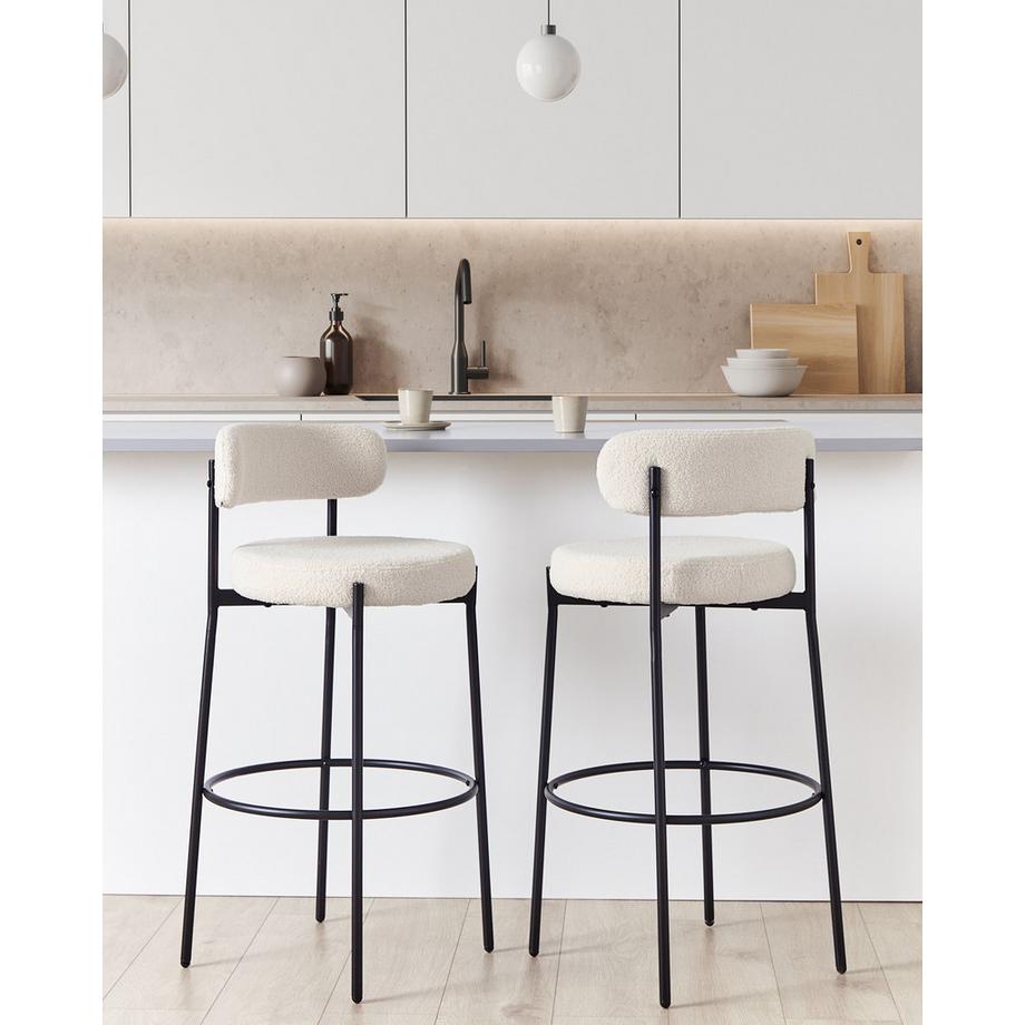 Beliani Lot de 2 chaises de bar en Bouclé Minimaliste ALLISON  