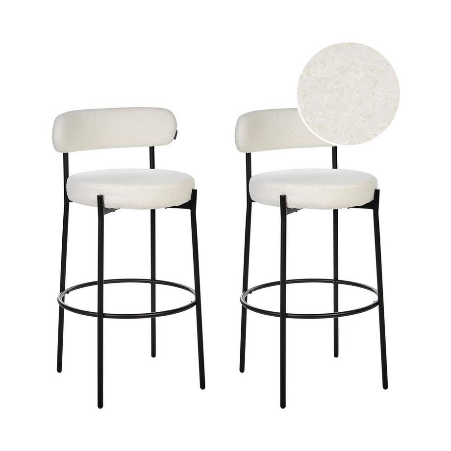 Lot de 2 chaises de bar en Bouclé Minimaliste ALLISON