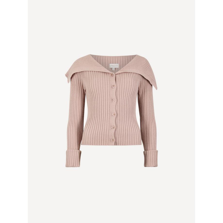 APRICOT Cardigan en maille côtelée à large col  