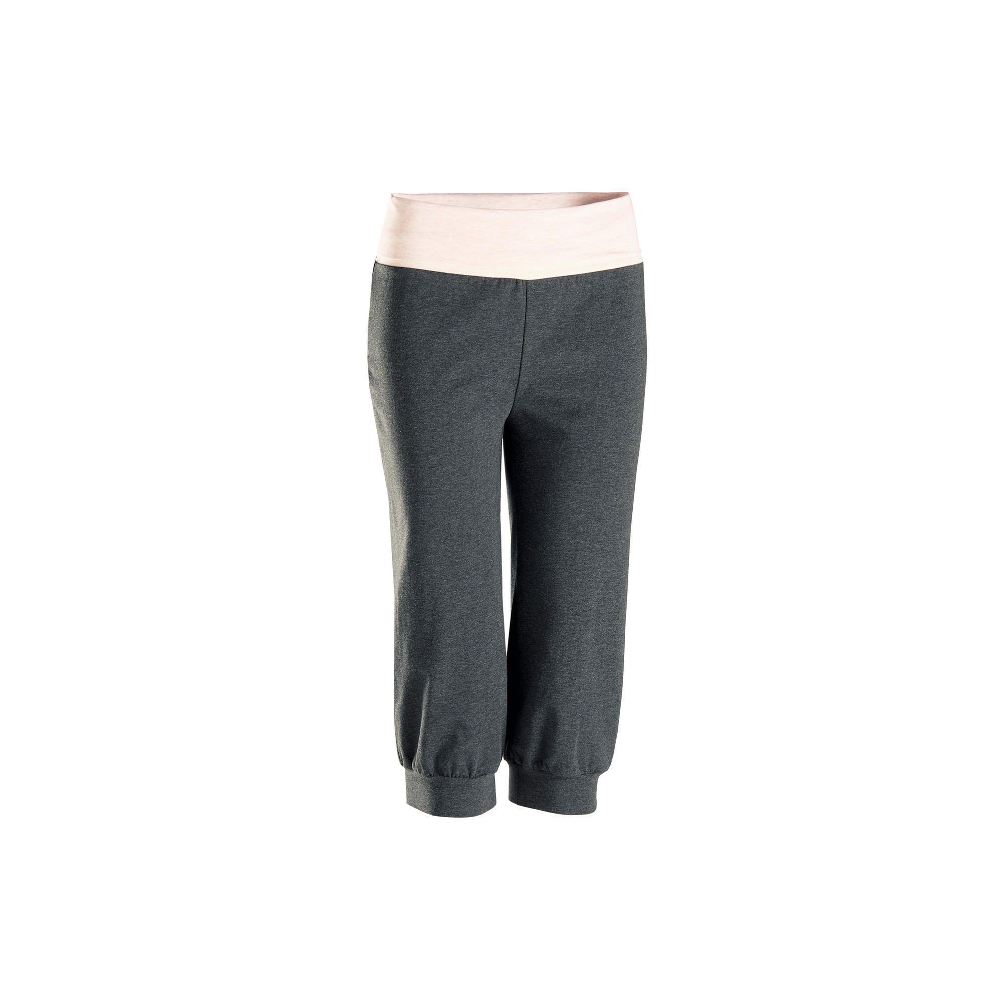 Image of KIMJALY 3/4-Hose sanftes Yoga Damen Ecodesign grau/rosa - L