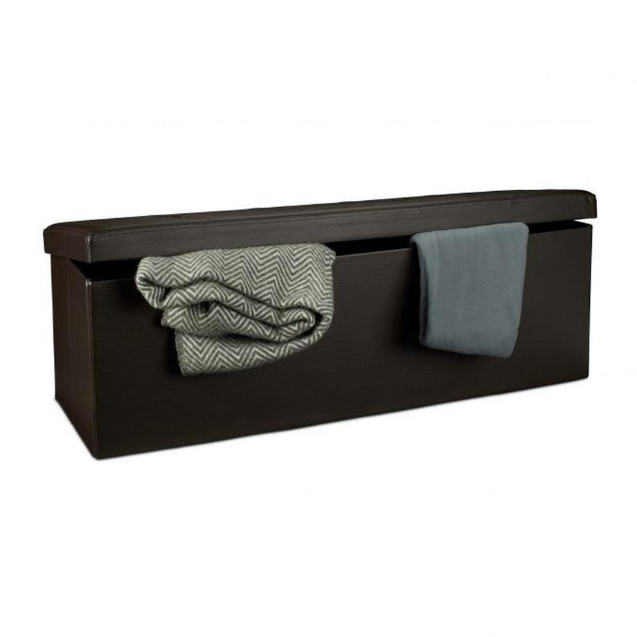 Banc de rangement pliable en cuir artificiel