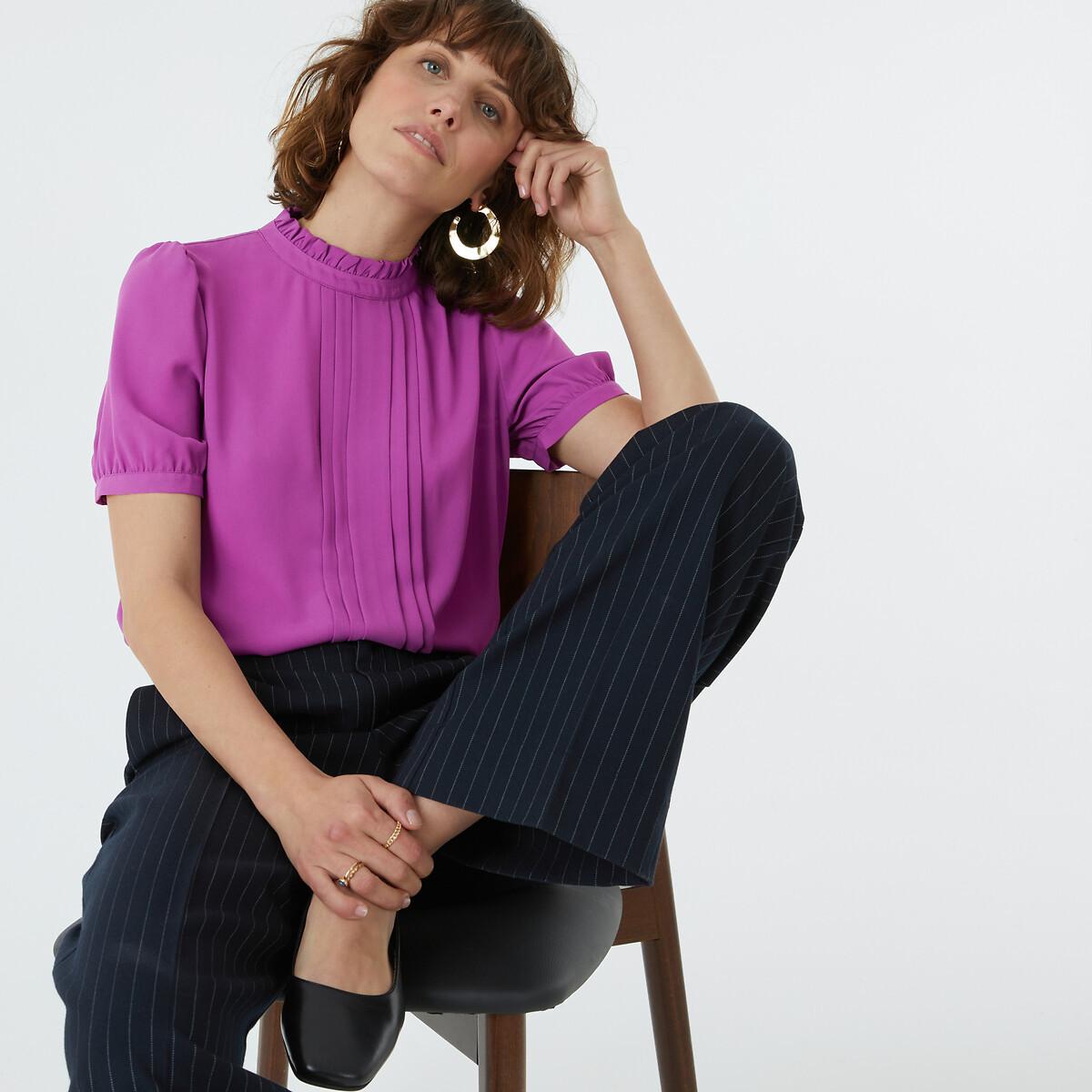 Image of Kurzärmelige Bluse Mit Volantkragen Damen Violett 42