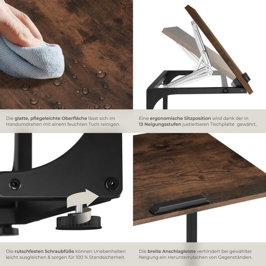 Tectake Table d'appoint RUSTON style industriel  