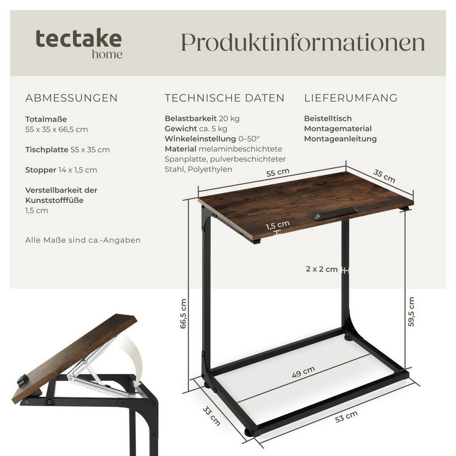 Tectake Table d'appoint RUSTON style industriel  