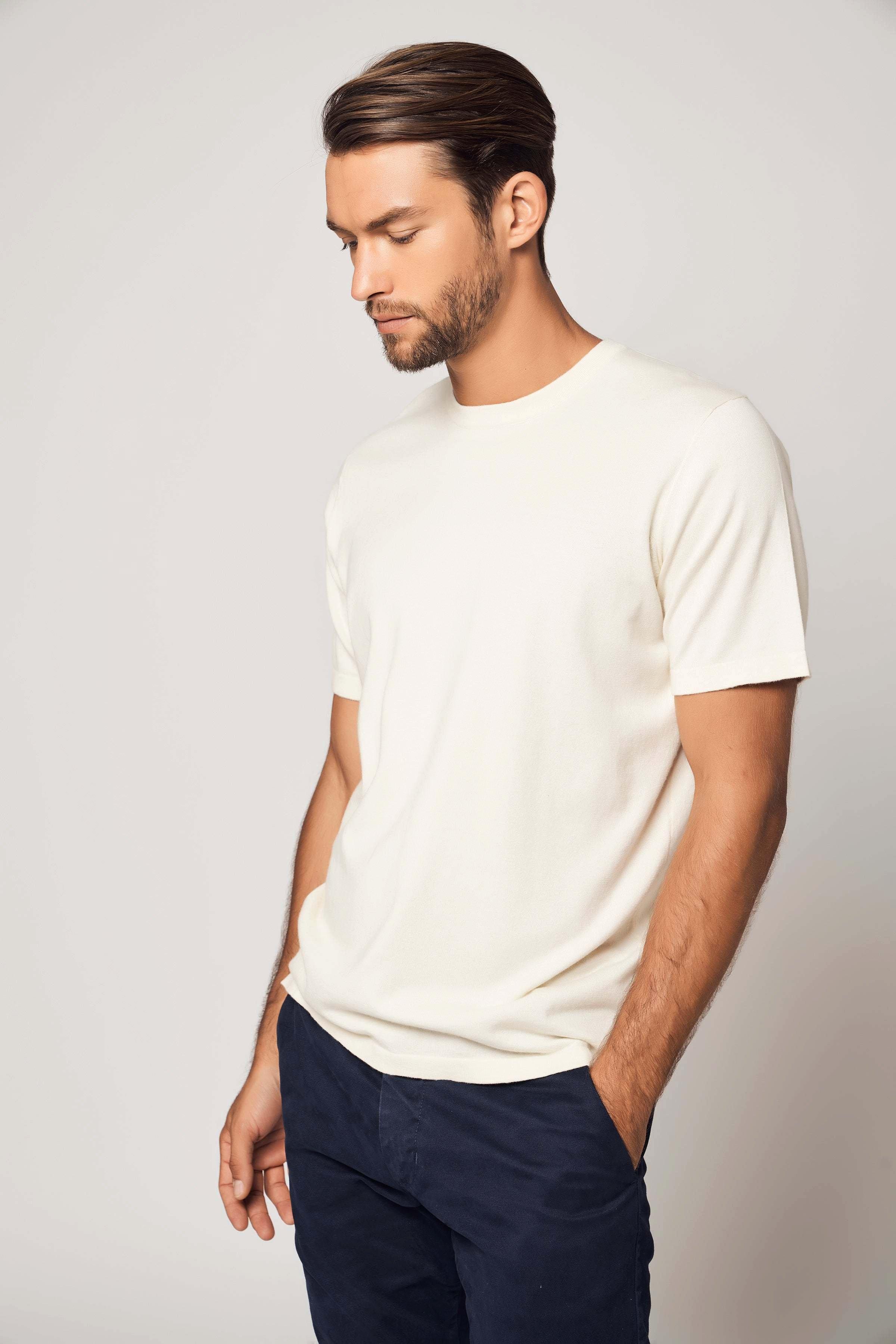 Bellemere New York  T-Shirt Classica Girocollo in Cotone Cashmere 