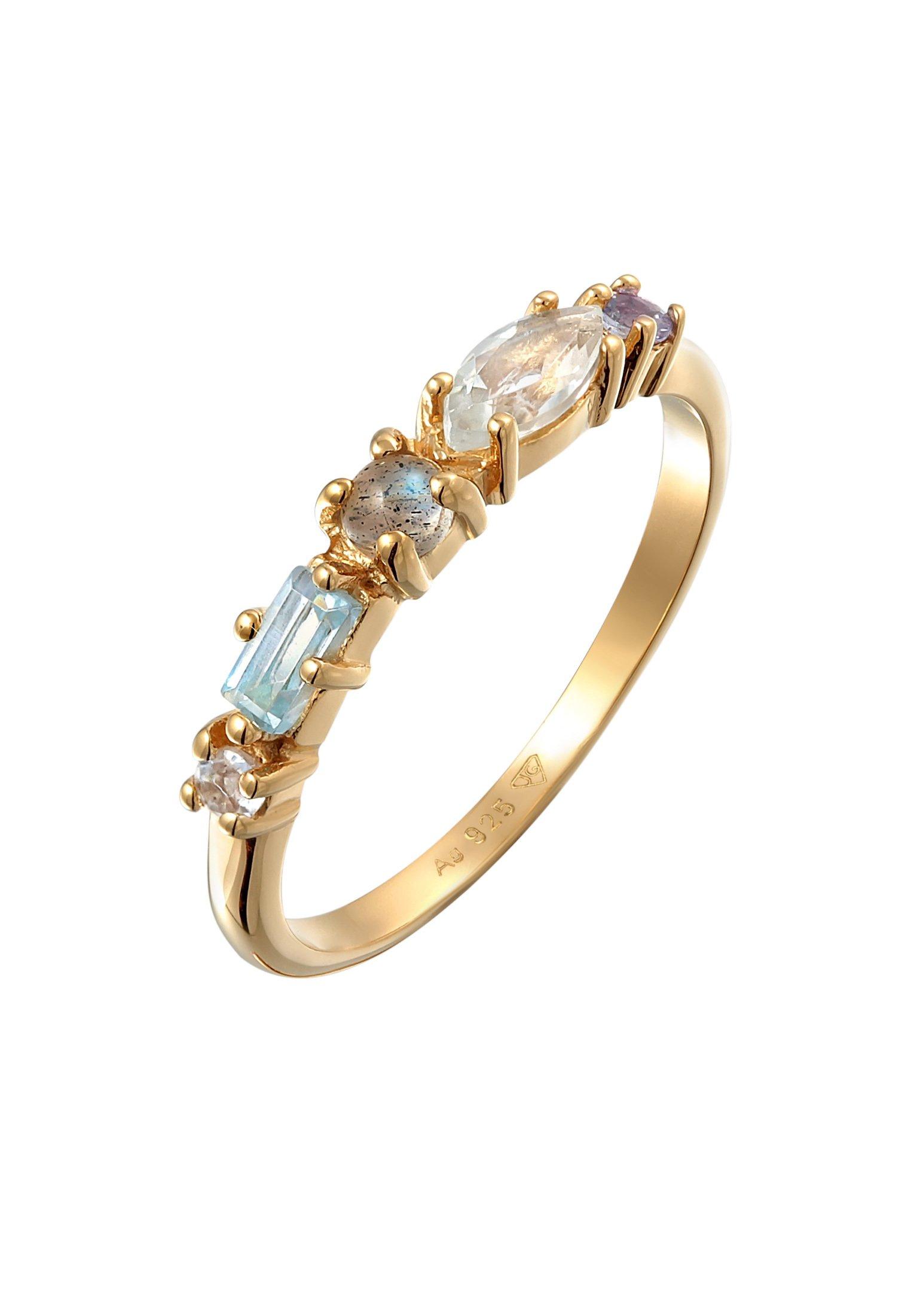 Image of Ring Memoire Edelstein Klassik Ring 925 Silber Damen Gold 56mm