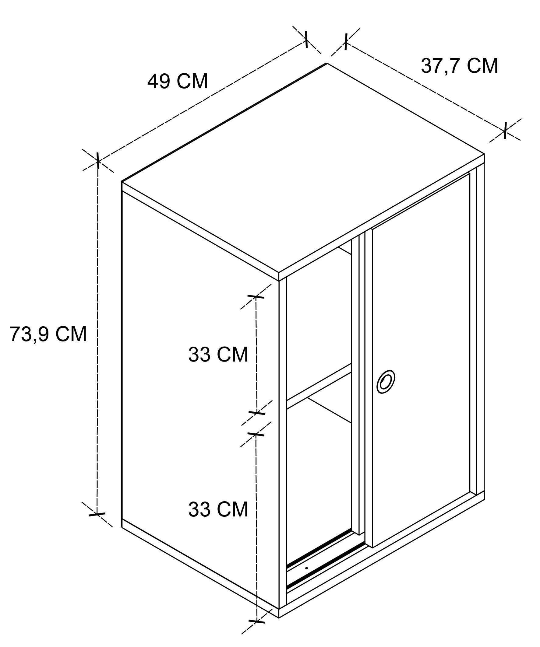 VCM Büroschrank mit 2 Fächern | moderner Aktenschrank mit Schiebetüren | Maße ca. H. 74 x B. 49 x T. 38 cm – Ulas 2-Fach  