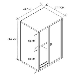 VCM Büroschrank mit 2 Fächern | moderner Aktenschrank mit Schiebetüren | Maße ca. H. 74 x B. 49 x T. 38 cm – Ulas 2-Fach  