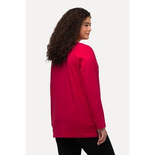 Ulla Popken  T-shirt coupe Relaxed Fit, col en V et manches longues 