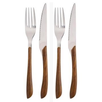 Besteck Set (4 Teilig) Holzoptik