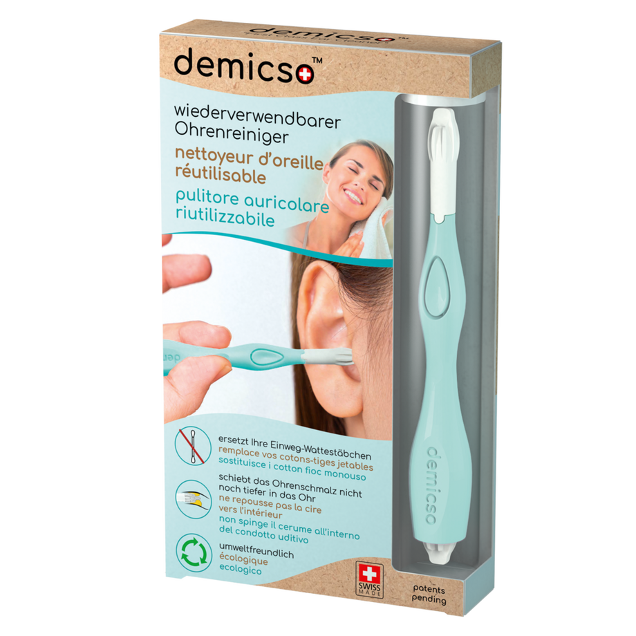demicso  Wiederverwendbarer Ohrenreiniger mit patentiertem System, der Ihre Einweg-Wattestäbchen ersetzt 