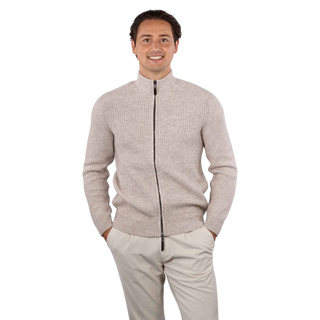 BRAX Joris Cardigan en maille côtelée à fermeture éclair col montant  