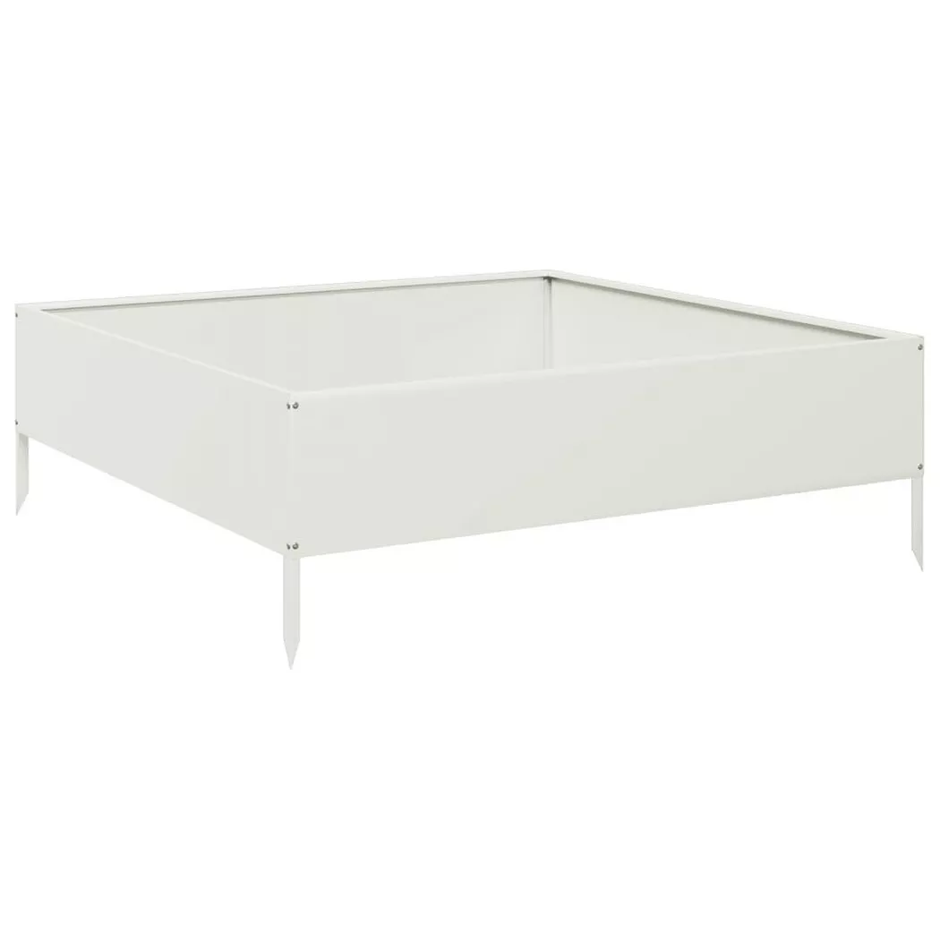 Lit surélevé de jardin blanc 100x100x33,5 cm acier