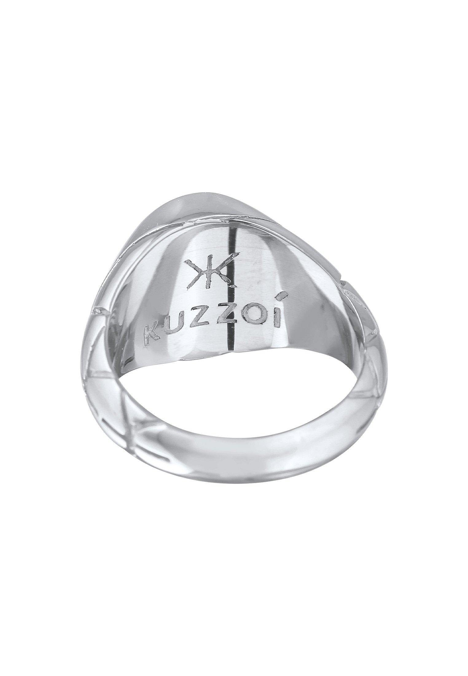 Kuzzoi  Bague Basic Herren Siegelring Oval Emaille 925Er Silber 