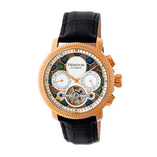 Heritor Automatic  Heritor Automatic Aura Montre semi-squelette en cuir pour hommes 