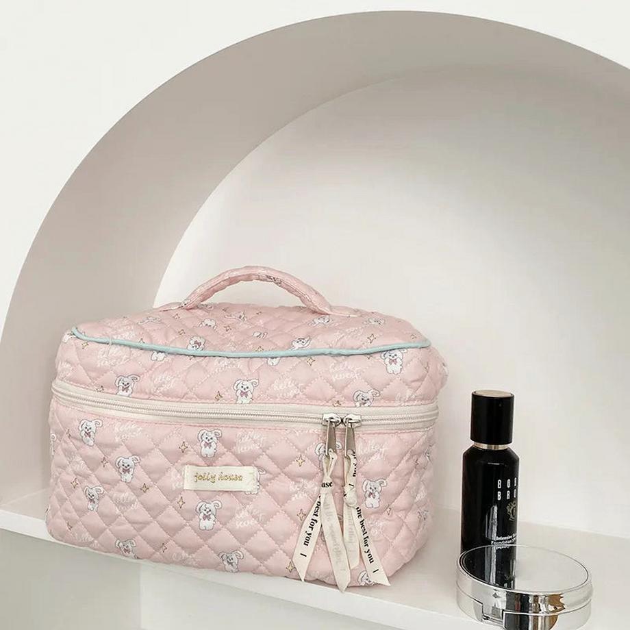 Only-bags.store  Cute Quilting Make-up Tasche Reißverschluss Kosmetik Veranstalter Tuch Handtasche Box Form Portable Toilettenpapier Fall 