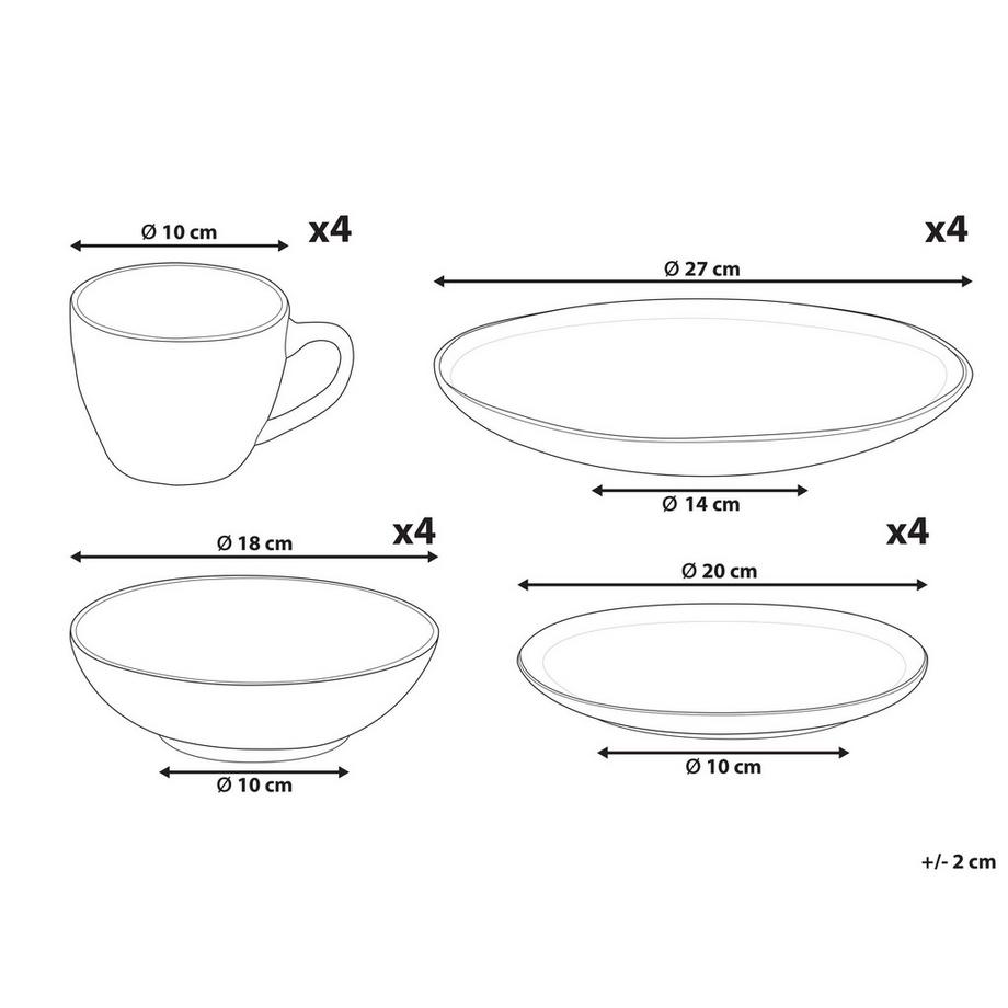 Beliani  16-teiliges Tafelservice aus Steinzeug Klassisch SESAME 