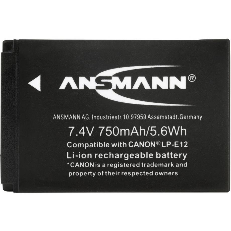 ANSMANN  A-Can LP-E12 Batteria ricaricabile fotocamera sostituisce la batteria originale (camera) LP-E12 7.4 V 750 mAh 