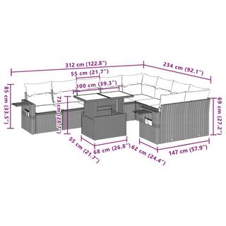 VidaXL set divano da giardino Polirattan  