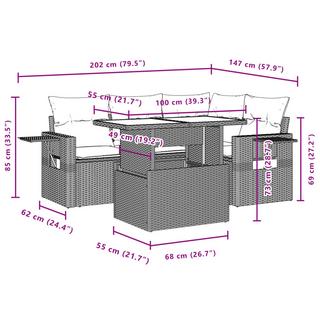 VidaXL Ensemble de canapés de jardin rotin synthétique  