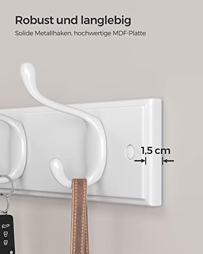 Pricenet Appendiabiti a parete con 4 ganci doppi, installazione facile  