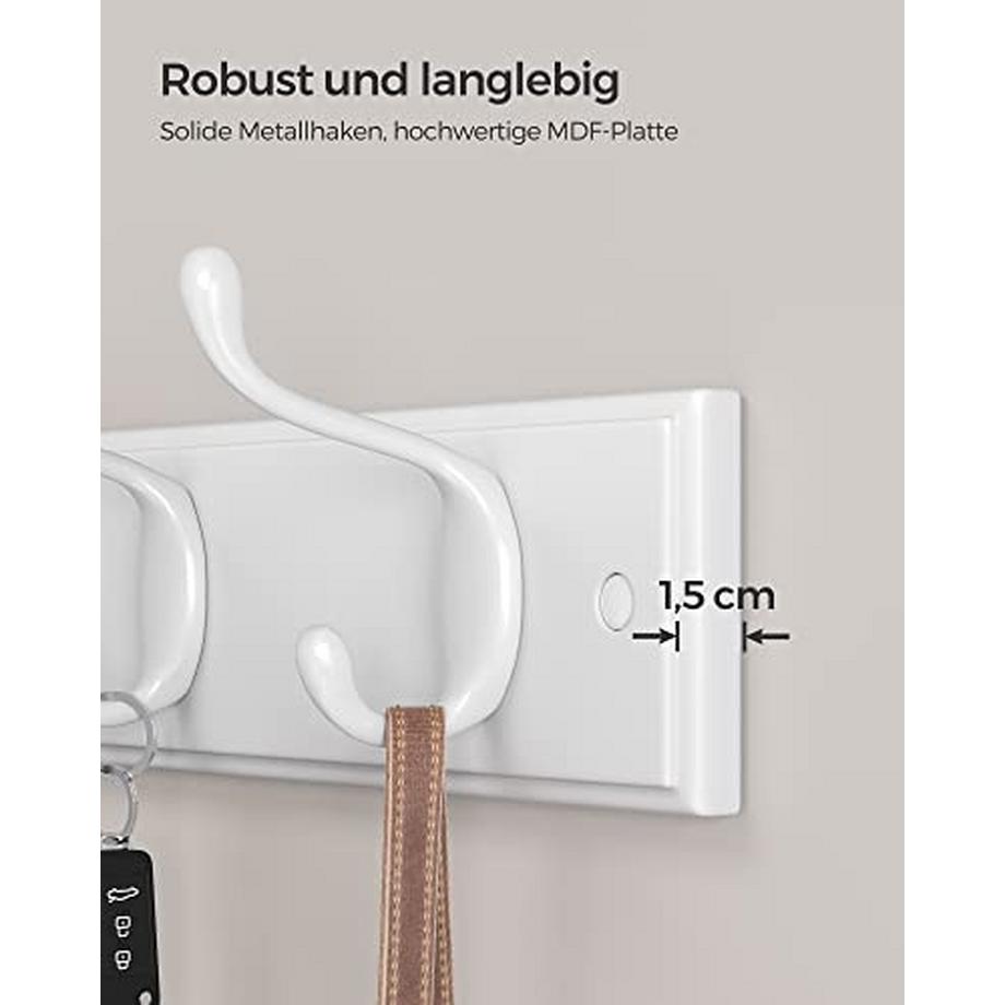 Pricenet Porte-manteau mural avec 4 crochets doubles, installation facile  