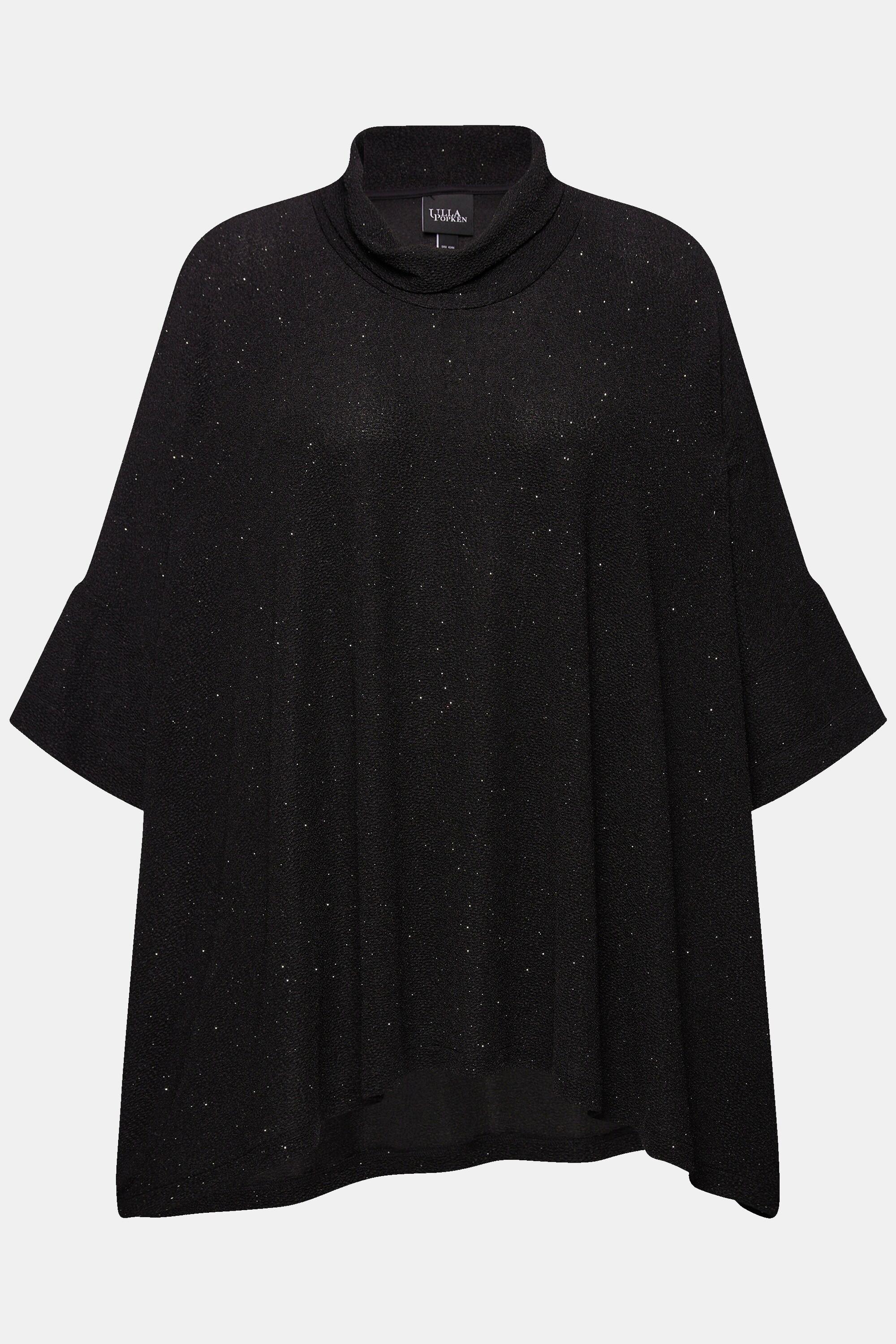 Ulla Popken  Maglia dal taglio oversize con effetto glitter, collo dolcevita e mezze maniche 