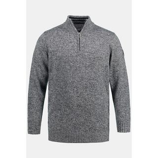 JP1880  Maglione polo in maglia mélange con zip e applicazione sulla manica 