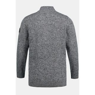 JP1880  Maglione polo in maglia mélange con zip e applicazione sulla manica 