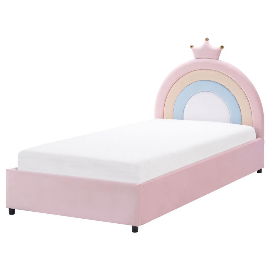 Beliani Kinderbett mit Stauraum aus Samtstoff  GRISETOT  