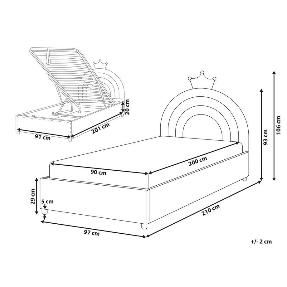 Beliani Kinderbett mit Stauraum aus Samtstoff  GRISETOT  