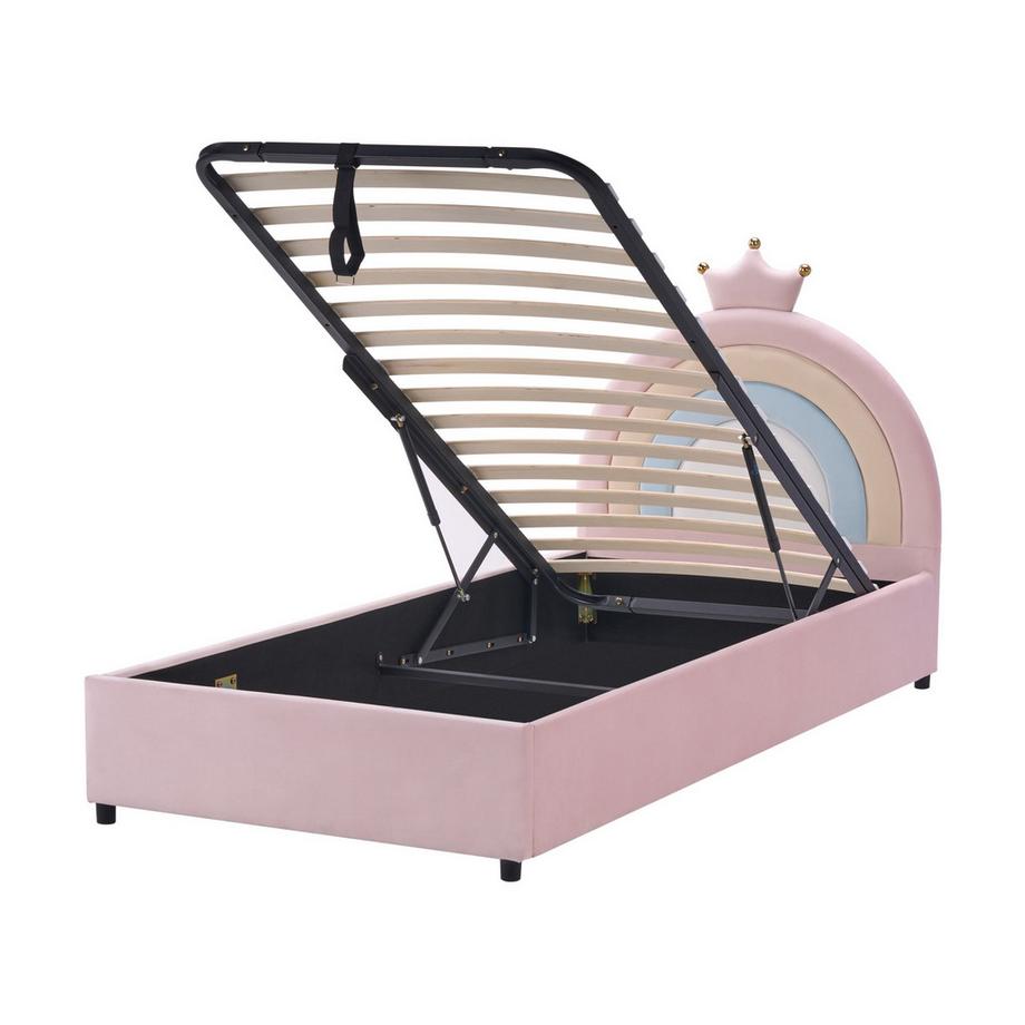 Kinderbett mit Stauraum aus Samtstoff  GRISETOT