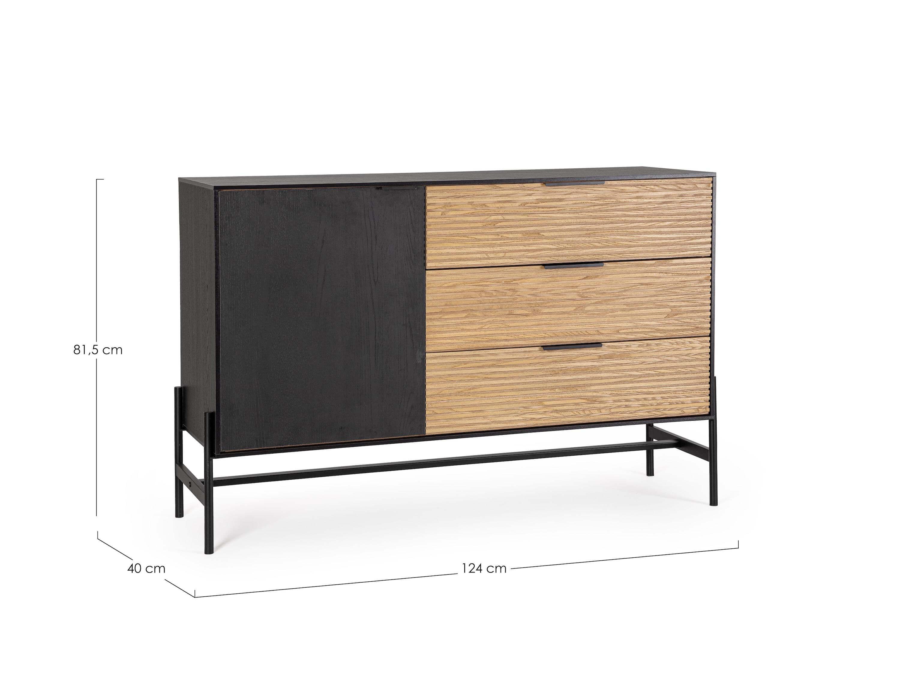 mutoni Buffet Allycia noir naturel 124x40  