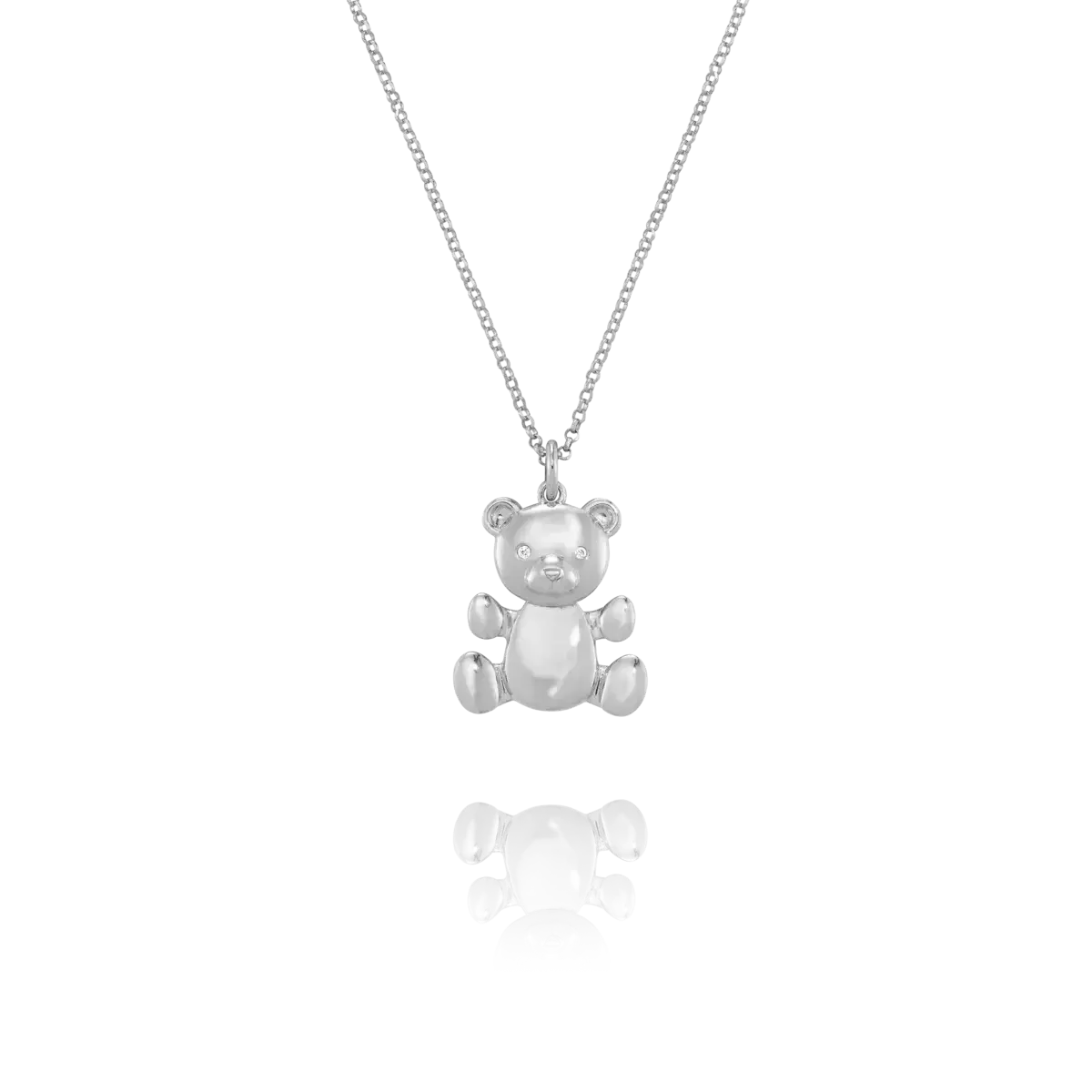 Image of Légende-halskette Mit Bärenanhänger Aus Silber Und Zirkoniumoxiden Damen Silber 42.5CM