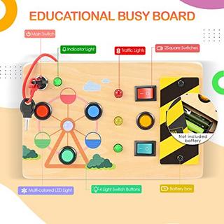 Activity-board  Busy Board, Lichtschalter Spielzeug - Motorikwand Sensory Activity Board aus Holz LED Ampel 