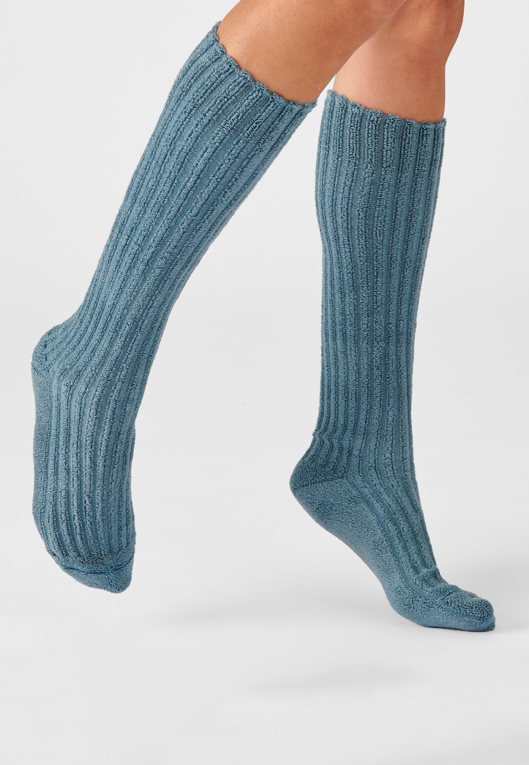 Image of Rippstrick-kniestrümpfe Aus Thermolactyl-bouclé. Damen Blau 32