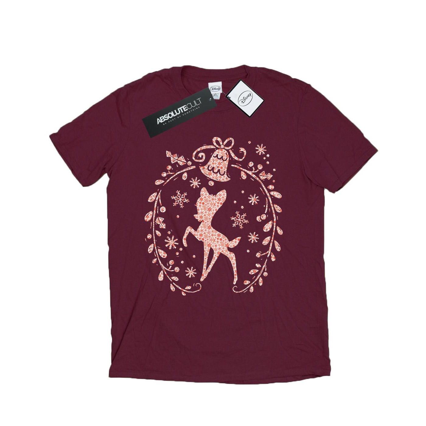 Image of Bambi Christmas Wreath Tshirt Damen Weinrot L