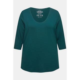 Ulla Popken  Shirt, tiefer Rundhalsausschnitt, 3/4 Arm 