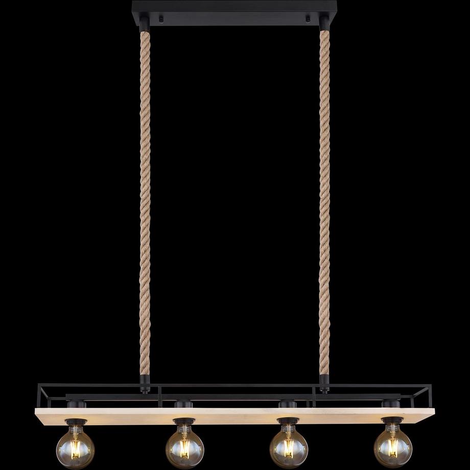 mutoni Lampe à suspension Trixi métal noir mat 4xE27  