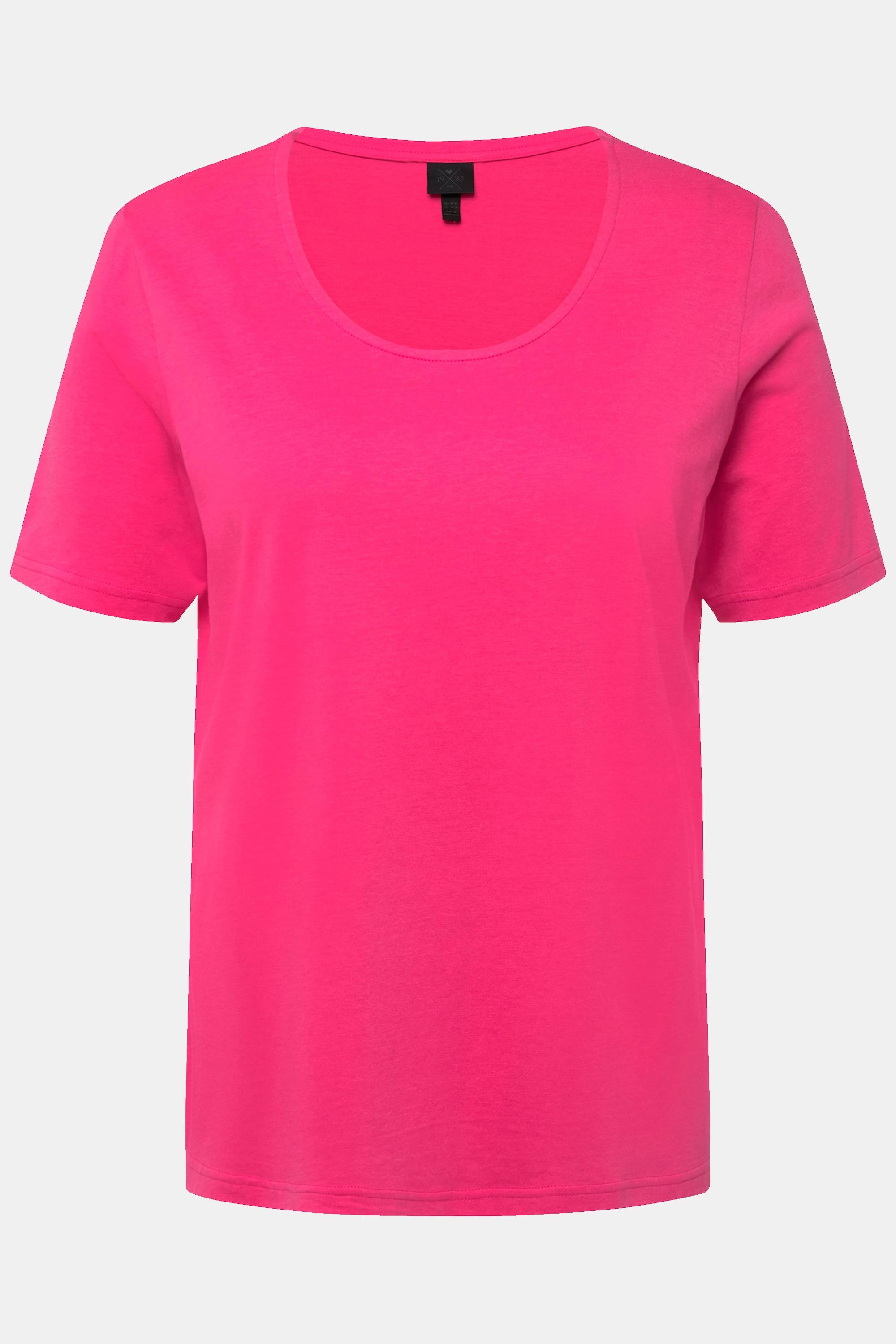 Ulla Popken  T-shirt classica con modal, scollo a girocollo e mezze maniche 