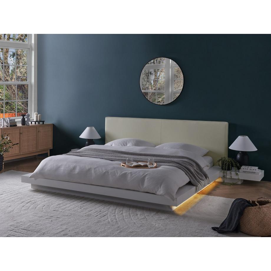 Beliani Letto con LED en Fibra a media densità (MDF) Scandinavo ZEN  