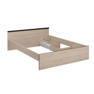 Vente-unique Lit avec rangements 140 x 190 cm - 2 tiroirs et 1 niche - Coloris : Naturel + Sommier - PABLO  